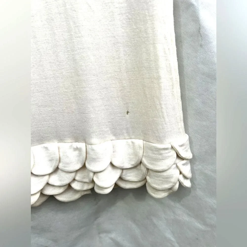 Burberry Cardigan Sweater Wool Womens Size XS Ruffle Scalloped Ivory Button Down